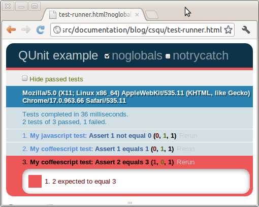 Test runner with failing test
