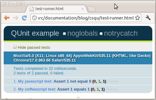 Test 	    runner with passing tests